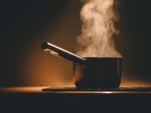 Steam rising from a saucepan